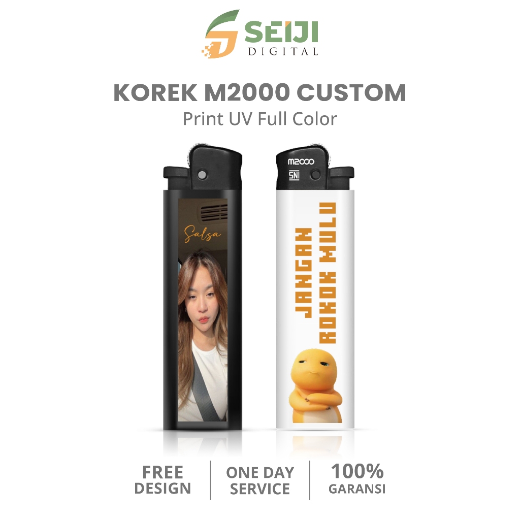 Korek Custom Cetak 2 SISI Print UV Full Color Promosi/Souvenir - Seiji Digital