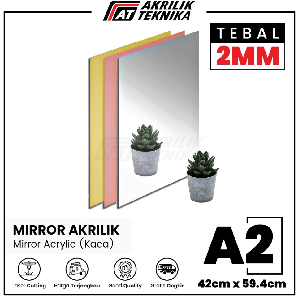 

KODE A1D2 Lembaran Akrilik Mirror Acrylic Sheet Silver Rose Gold Ukuran A2