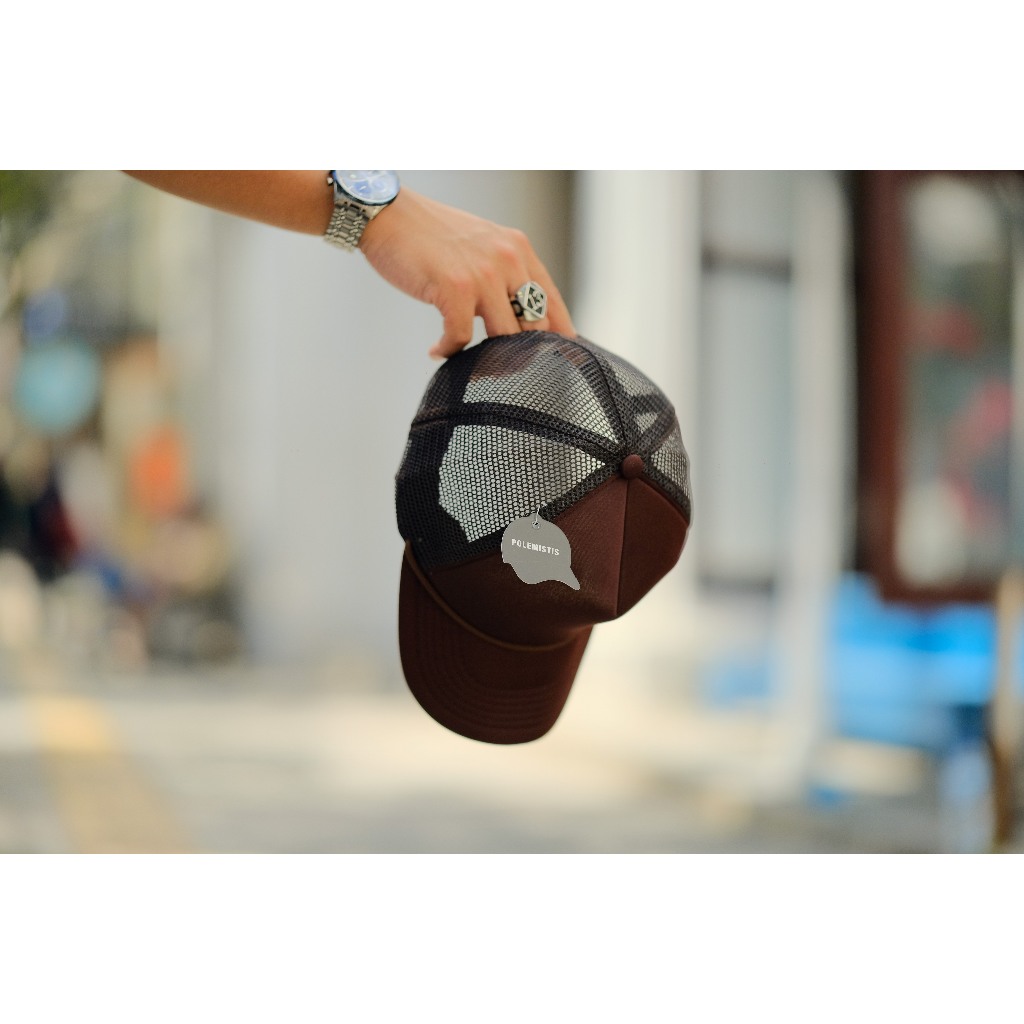 Topi Jaring Tali Polos Premium COKLAT FULL POLEMISTIS Bahan tebal jahitan rapih