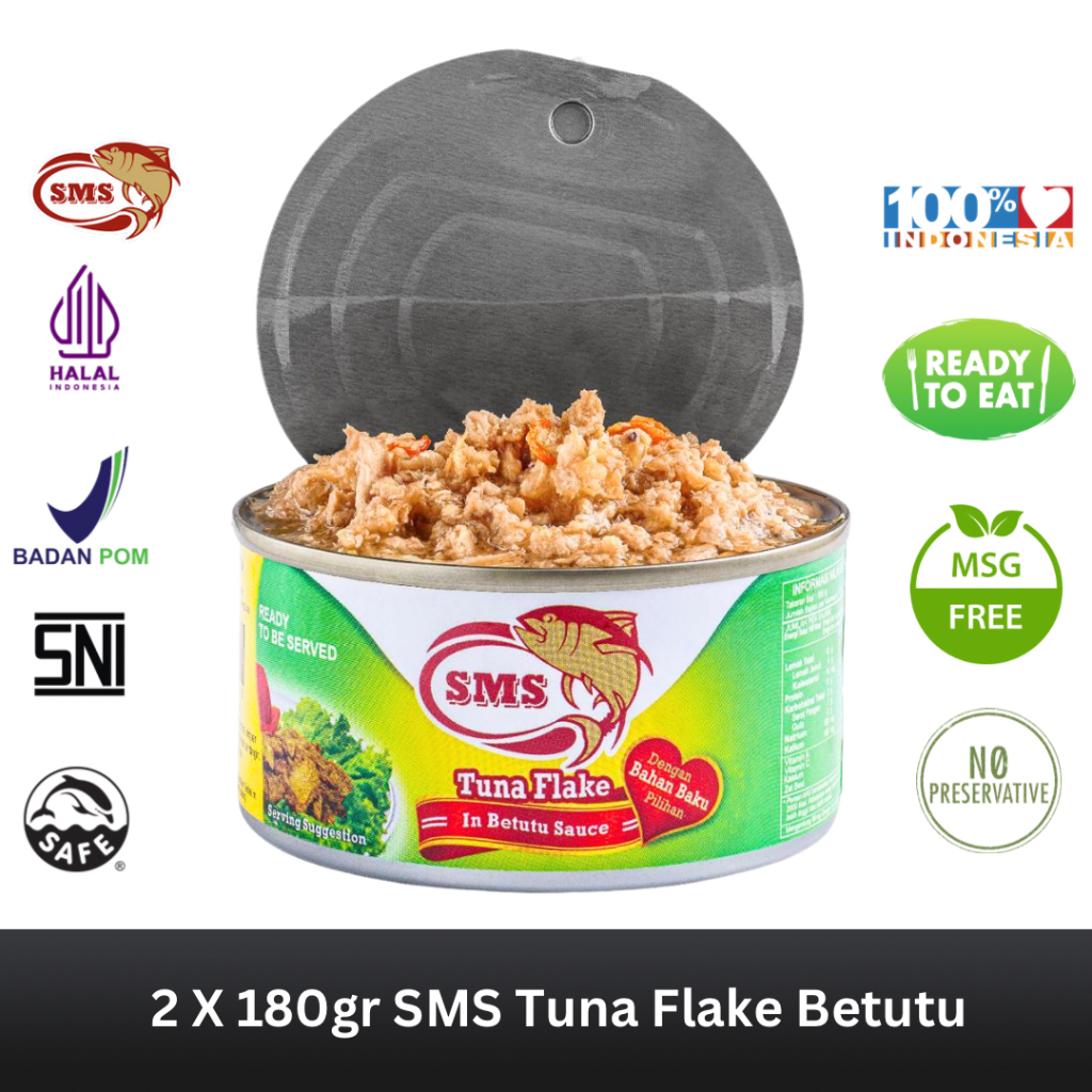 

SMS Paket 2 pcs Tuna Sambal Betutu Tuna Betutu Daging Tuna Makanan Kaleng 180 g