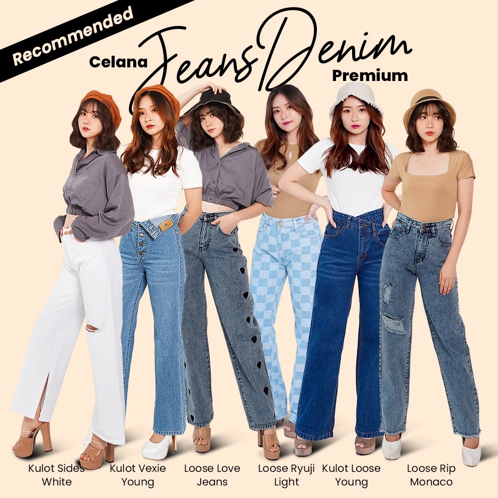 FASH SALE Outfit Fashion Denim Loose Kulot  Recommended Celana Jeans Denim Premium Murah