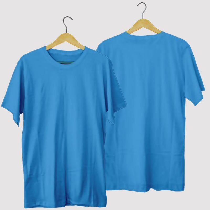 Kaos Polos Lengan Pendek Warna Biru Turkis Pria dan Wanita 30s