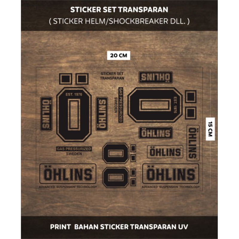 Sticker Set Shock OHLINS Transparan Uv + Antigores Sticker Shockbreaker OHLINS O Set Fork Upside Tra