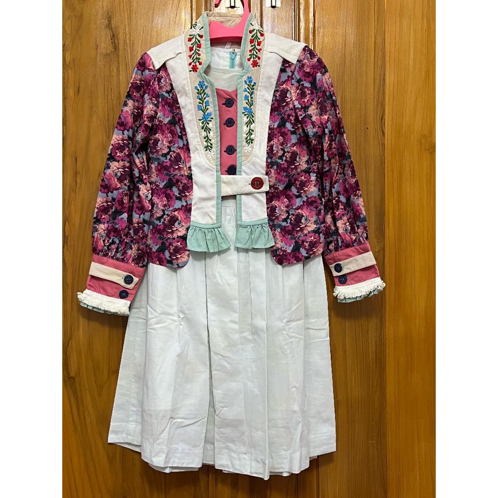 Preloved Tunneca tunik ori short dress muslim - warna pink putih motif bunga (bekas/second)