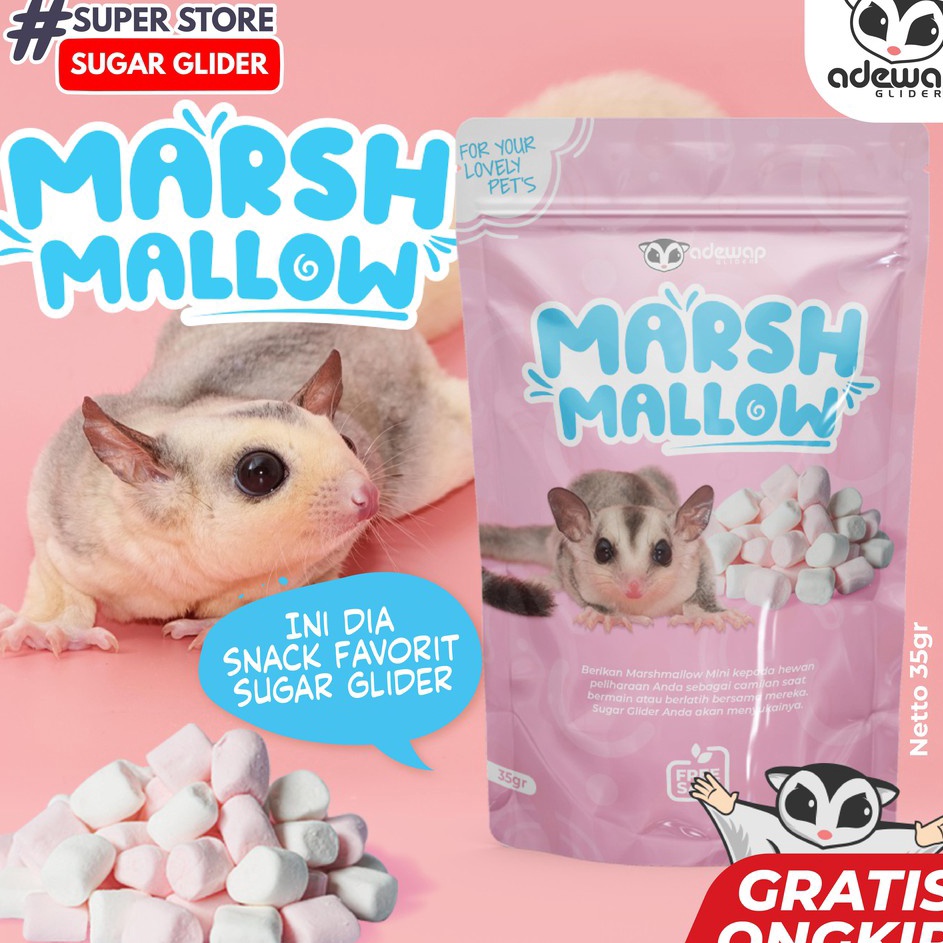 Kejar Harga  Mini Marshmallow Snack Sugar Glider Murah  Makanan Sugar Glider Hewan  Cemilan Sugar Gl