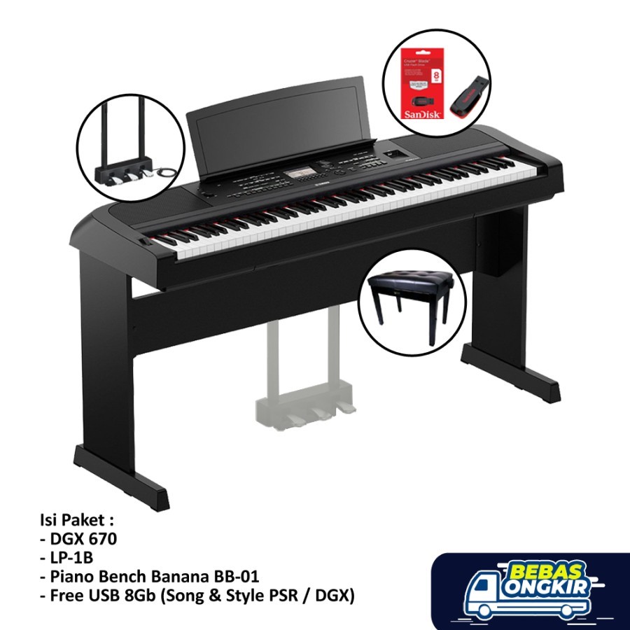Paket Premium Yamaha DGX-670 / DGX670 / PIano Digital Yamaha DGX 670