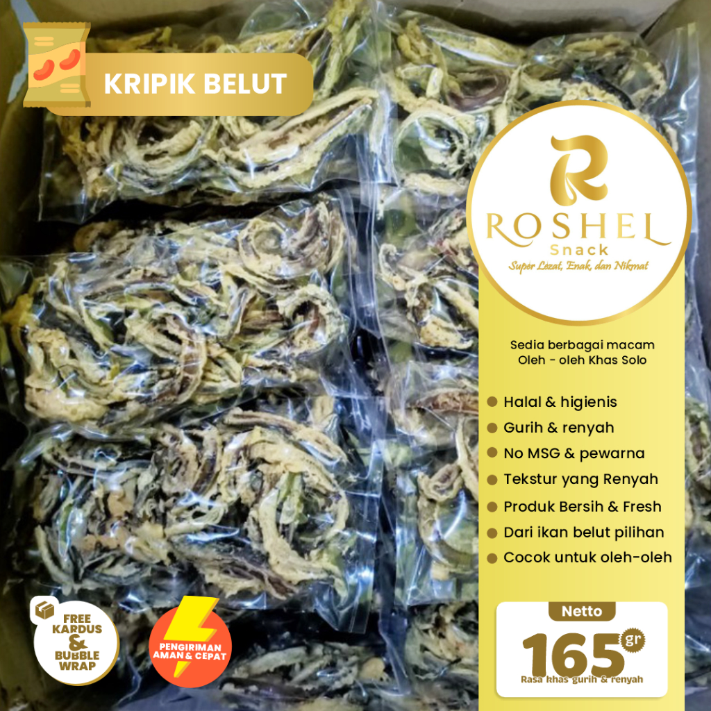 

Keripik Belut Crispy 165gr Cemilan Kripik Siap Makan Rasa Gurih Renyah