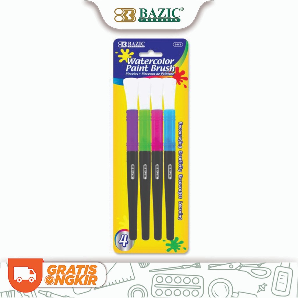 

Bazic Kids Water Painting Brush Set 4 - Kuas Lukis Anak