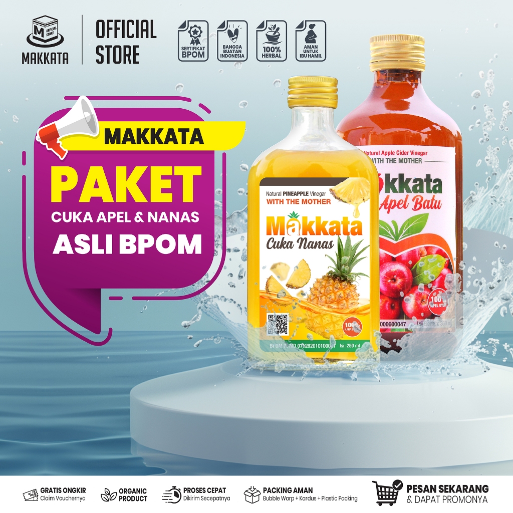 

MAKKATA Paket Cuka Nanas Makkata With Cuka Apel Makkata Organic Tahan Suhu Ruangan Asli BPOM