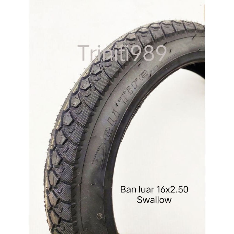Ban Luar Sepeda 16 x 2.50 Hitam Swallow/Deli Tire TU2T