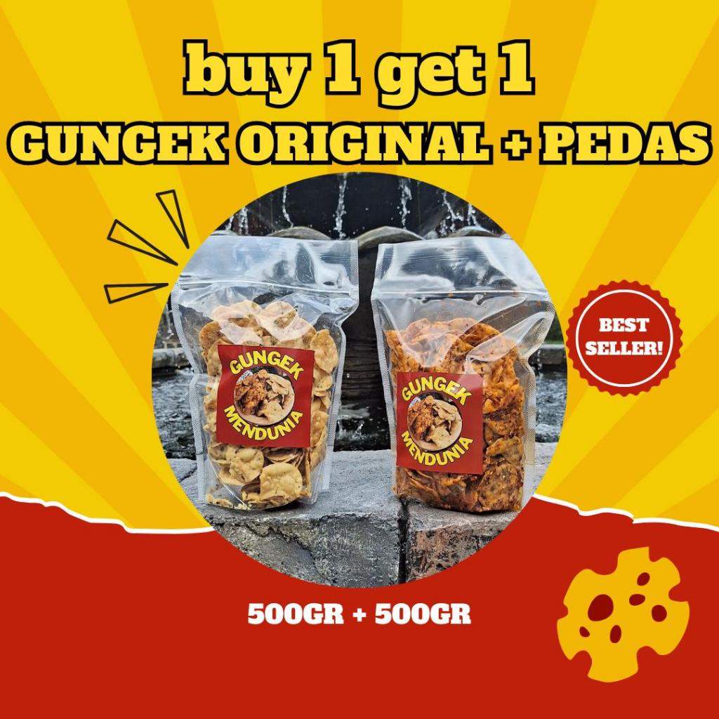 

[Live] (Buy 1 Get 1) Gungek Original 500gr Gratis Gungek Pedas 500gr Camilan Snack