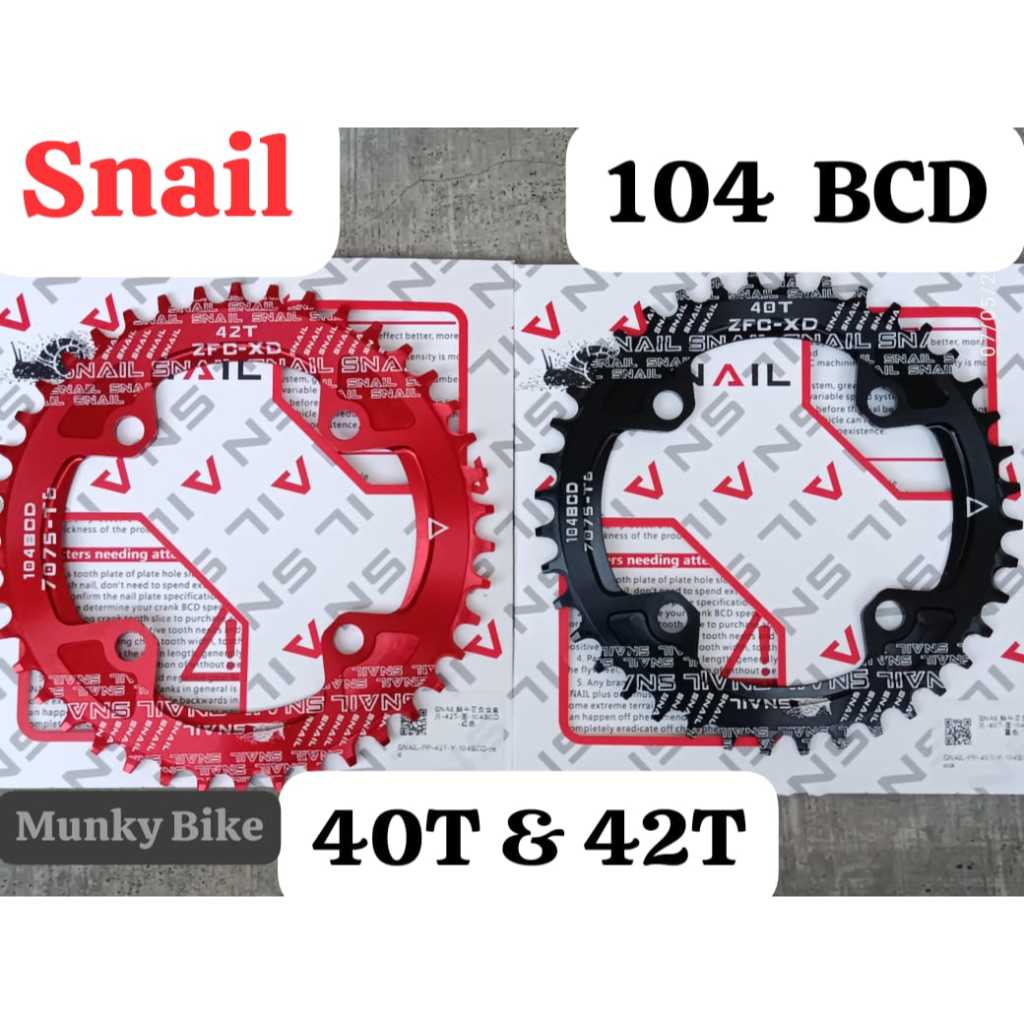 Chainring Snail 40T 42T BCD 104 BCD Narrow Wide Bulat Round untuk Single Crank Chainring