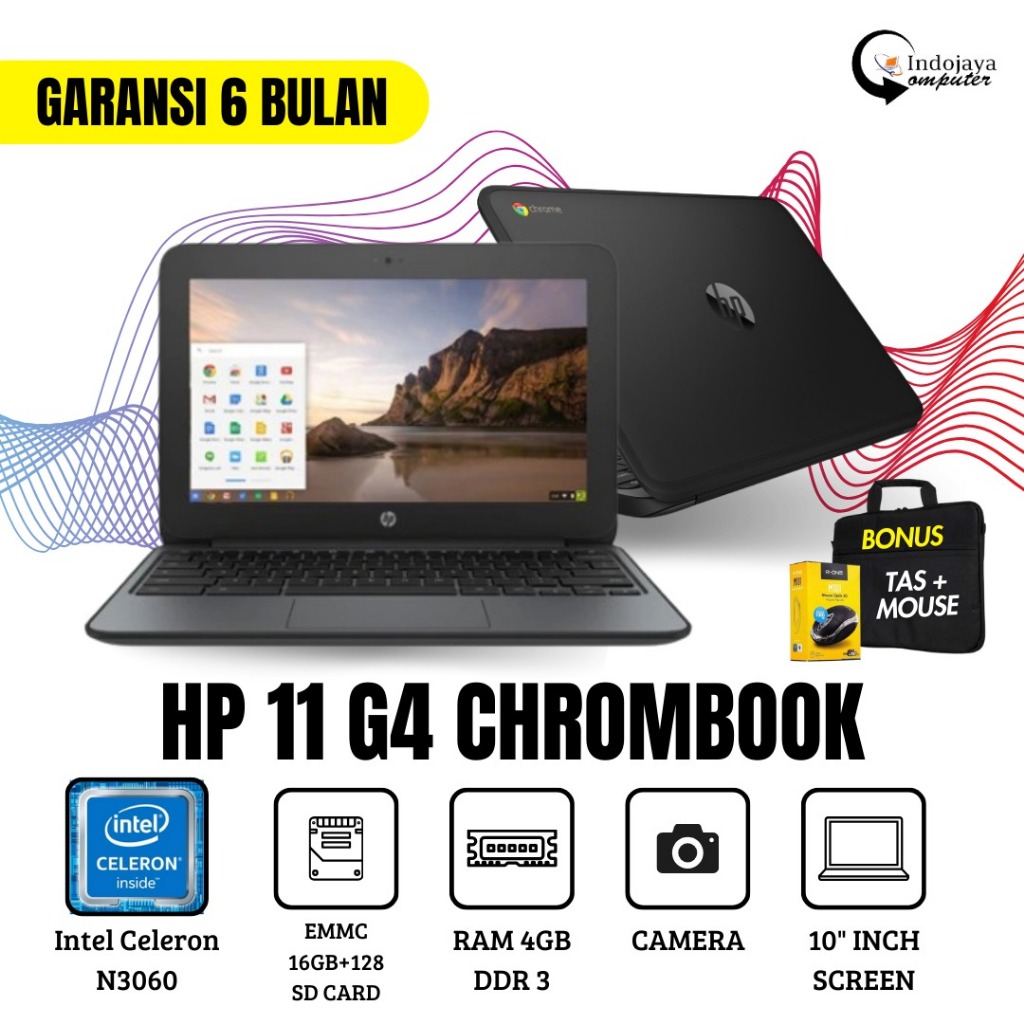 Laptop HP Chromebook 11  G4 WIndows 10 Celeron N3060 RAM 4GB EMMC 16GB SD CARD 128GB