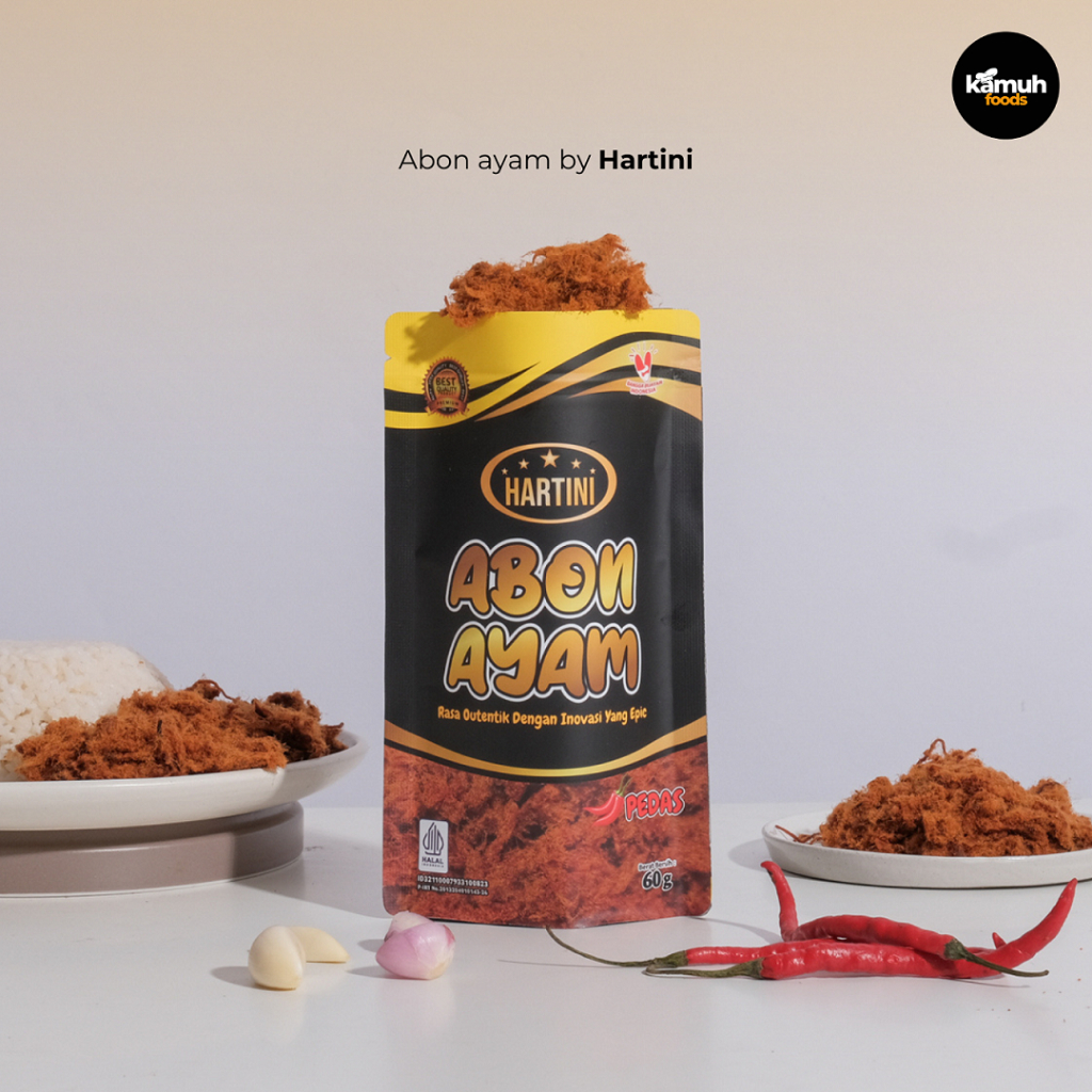 

Abon Ayam Pedas by Hartini Kemasan Pouch 60gr