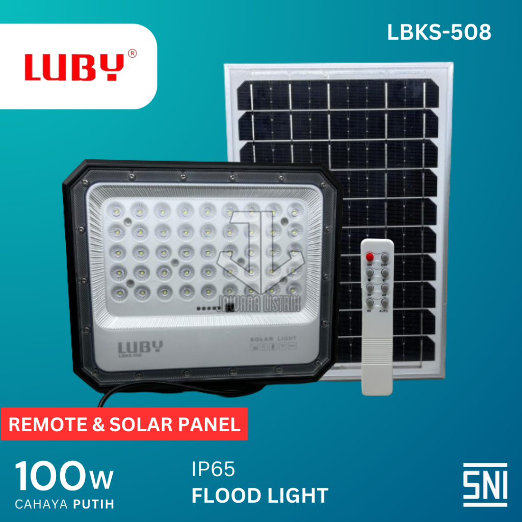 LUBY LAMPU SOROT LED EMERGENCY SOLAR 100 WATT FLOODLIGHT CAHAYA PUTIH