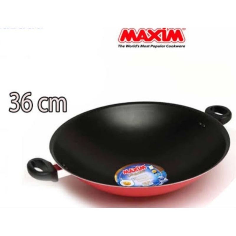 wajan maxim 36cm teflon wok pan