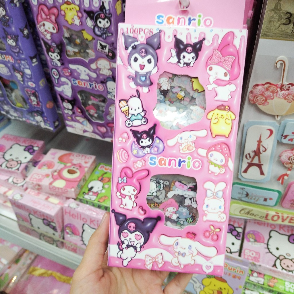 

100 PCS STIKER SANRIO PINK STICKER ANAK ALAT TULIS STATIONERY HAMPERS SOUVENIR SUVENIR ULANG TAHUN