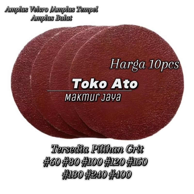 Amplas Tempel Bulat Velcro 4 Inchi Grit #60 - #400 Amplas Kayu Amplas Besi Amplas Awal Amplas Finisi