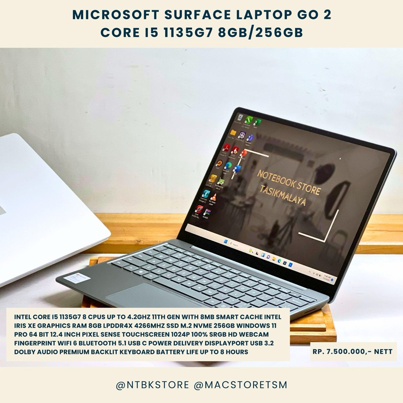 Microsoft Surface Laptop Go 2 core i5 1135G7 256GB 8GB 12.4 inc touchscreen