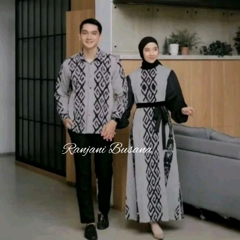 READY STOCK / Rania Couple Tenun - Baju Tenun Couple Batik Grey 03 - Couple - Set Couple - Baju Coup