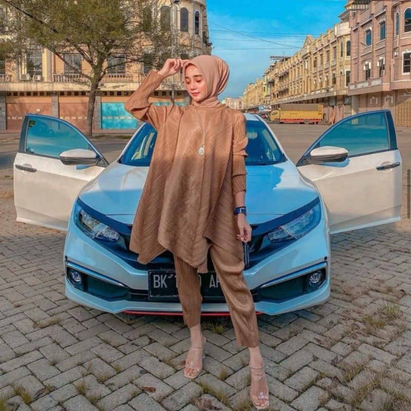 One set plisket setelan prisket premium import bkk pleats pleated bangkok SET NABILA VIARA SET BKK