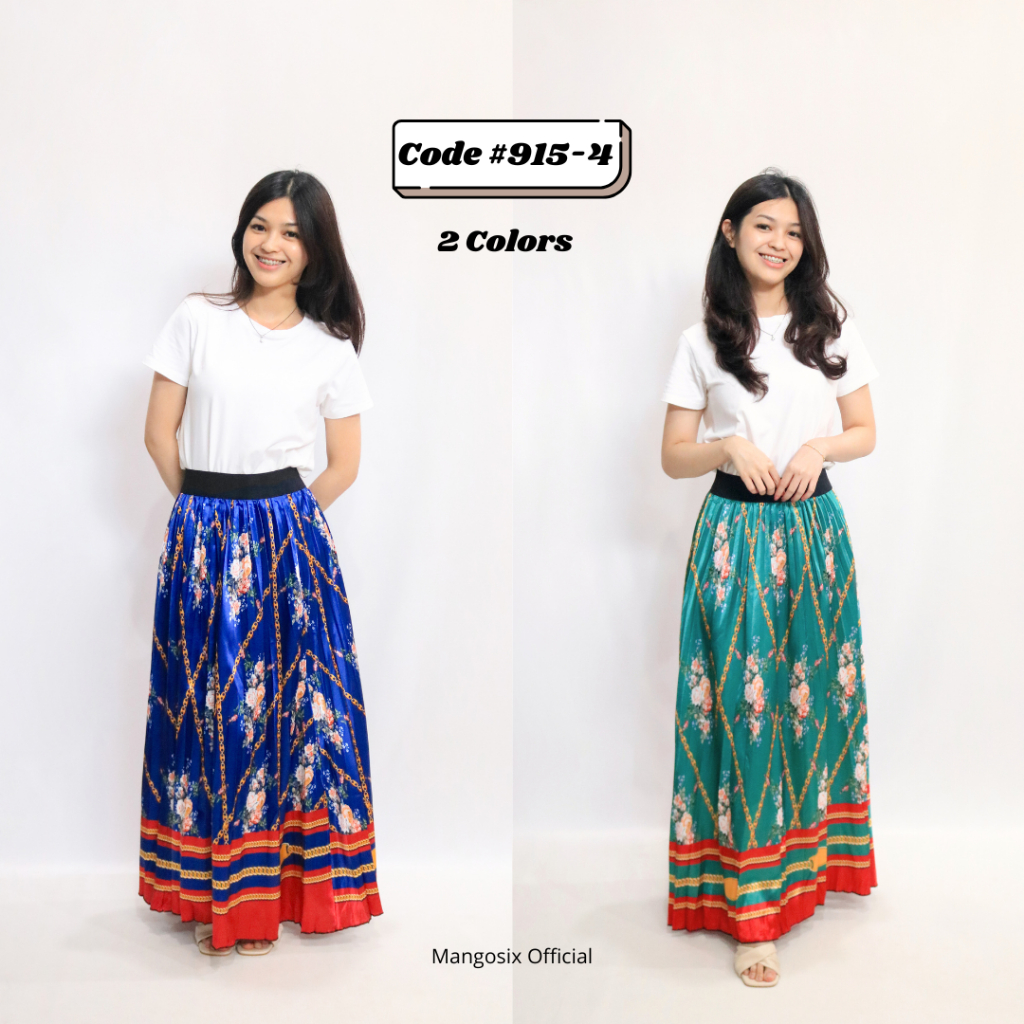 Rok Plisket Satin Motif #915-4/Rok Plisket Wanita/Rok Plisket Import