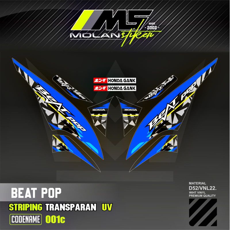 Decal Sticker Striping Variasi Transparan Uv Beat Pop Malaysia Honda Beat Pop 110 Esp Cbs Iss Beat P