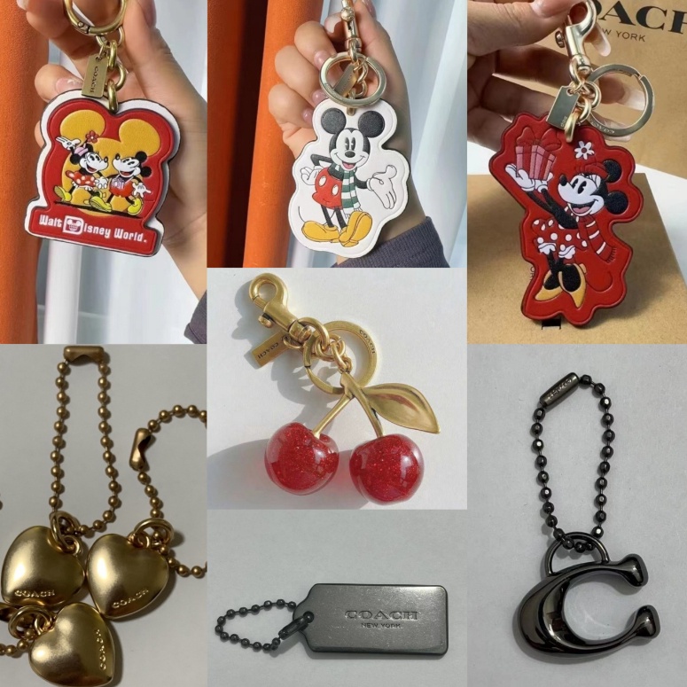 KODE V4E7 Coach Bag Charm Mickey Keychain Accessories Charms Twillies Leather Cartoon Steel Cherry