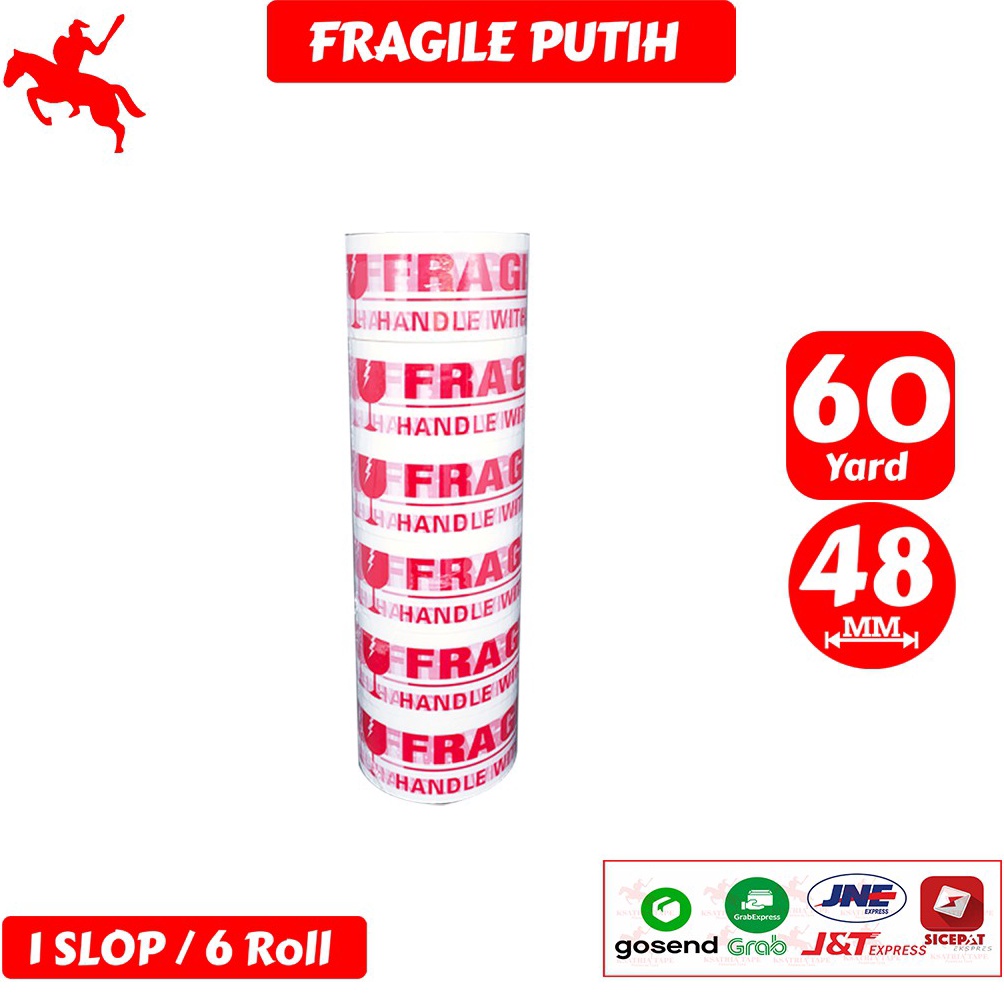 

Lakban OPP Tape Lakban Fragile Putih KSATRIA Tape 6 Yard 1 Slop KODE U5K8