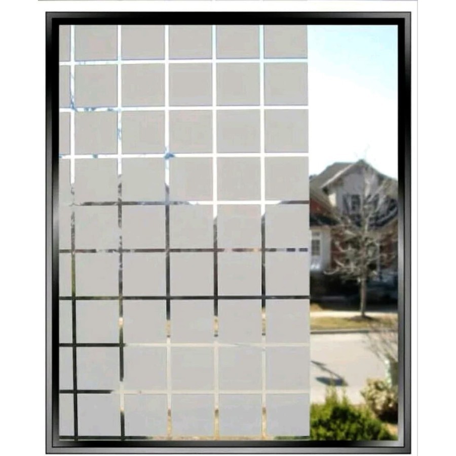 Stiker Kaca Sanblast Sandblast Sunblast /Sticker Motif Kotak Kotak