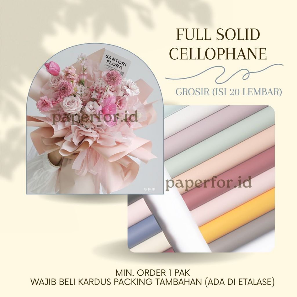 

GROSIR Kertas buket bunga cellophane FULL COLOR SOLID isi 20 Lembar