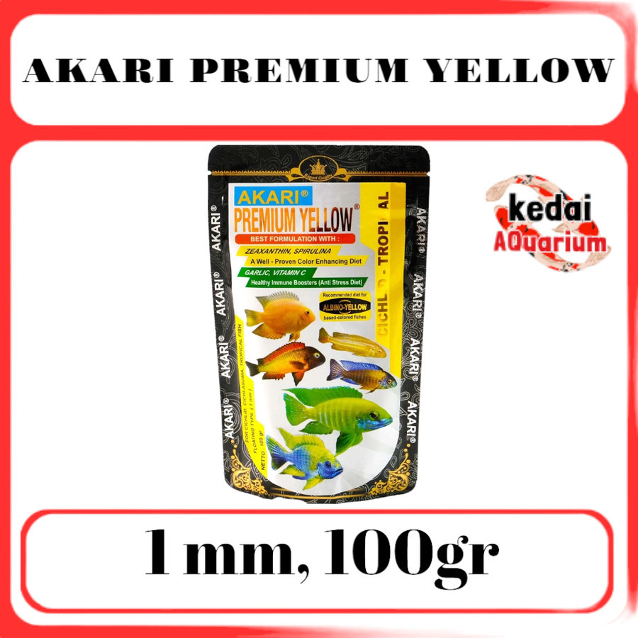 Pelet Cichild Akari Premium Yellow 1mm 100gr / Pakan Ikan Hias Cichild