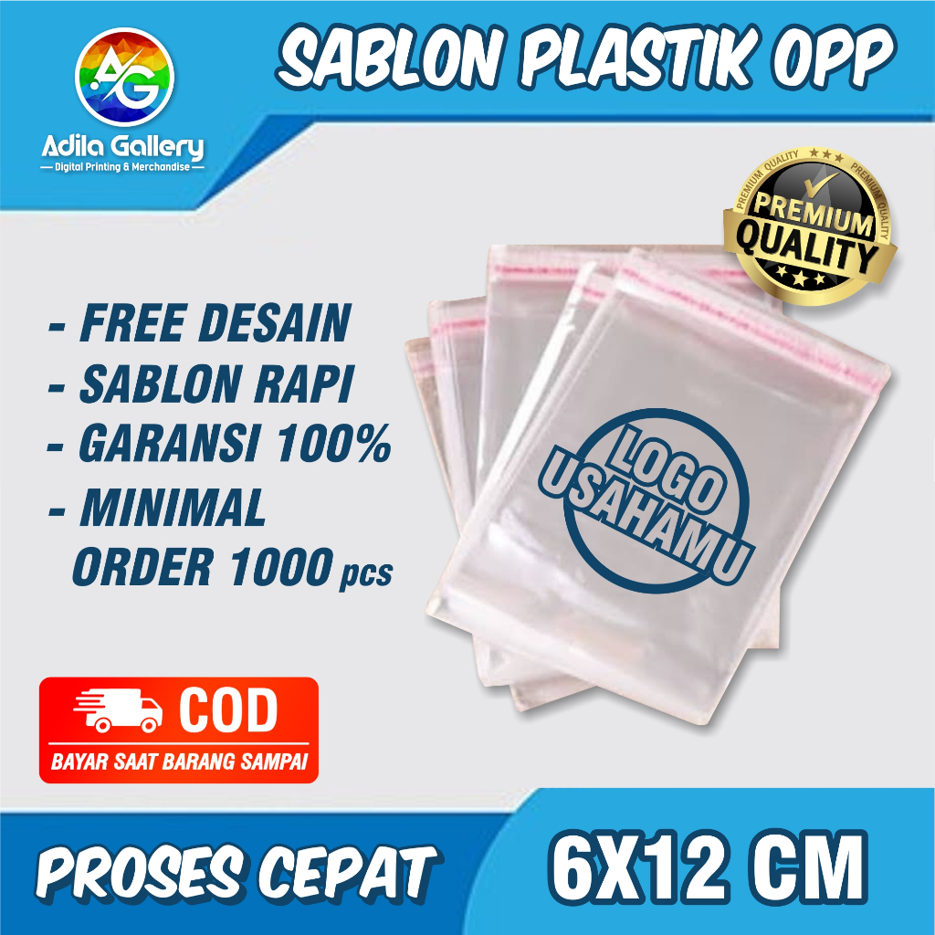 [PAKET  1000pcs] SABLON PLASTIK OPP 6X12 / PLASTIK KEMASAN / PLASTIK OPP / PLASTIK SABLON / PLASTIK 