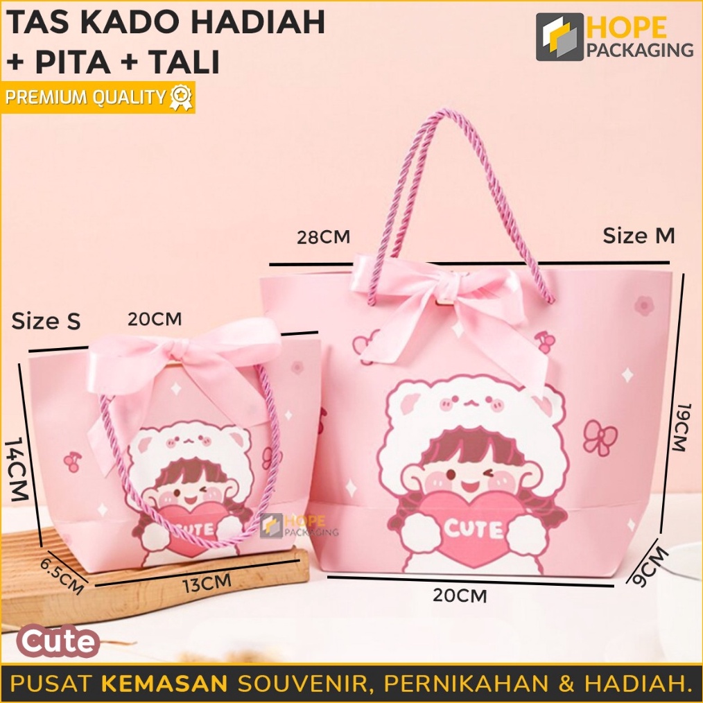 

TERLARISSS Tas Kado Ulang Tahun Pita Size M 28x2x19x9 cm Tas Hadiah Tas Bingkisan Kantong Kertas Kado Paper Bag Tas Pita Motif Goodie Bag Premium