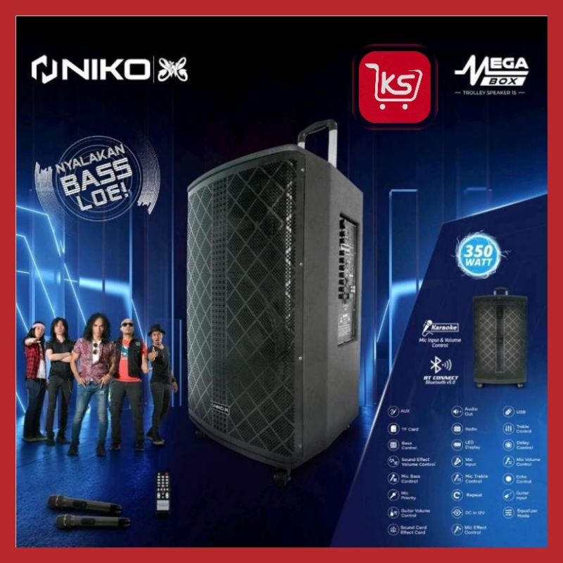 SPEAKER NIKO MEGA BOX | 15 INCH | 2 MIC WIRELESS