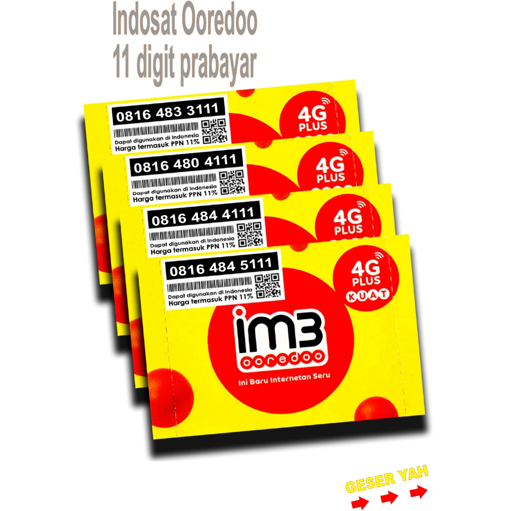 Nomor Cantik Indosat Ooredoo 11 Digit 111 Prabayar Nomer Rapi Kartu Perdana im3 Sebelas Angka Sim Ca