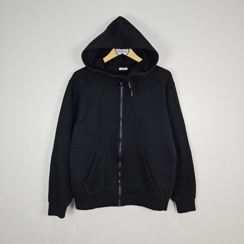 zip hoodie jacket basic polos hitam POLHAM pria wanita remaja dewasa second preloved