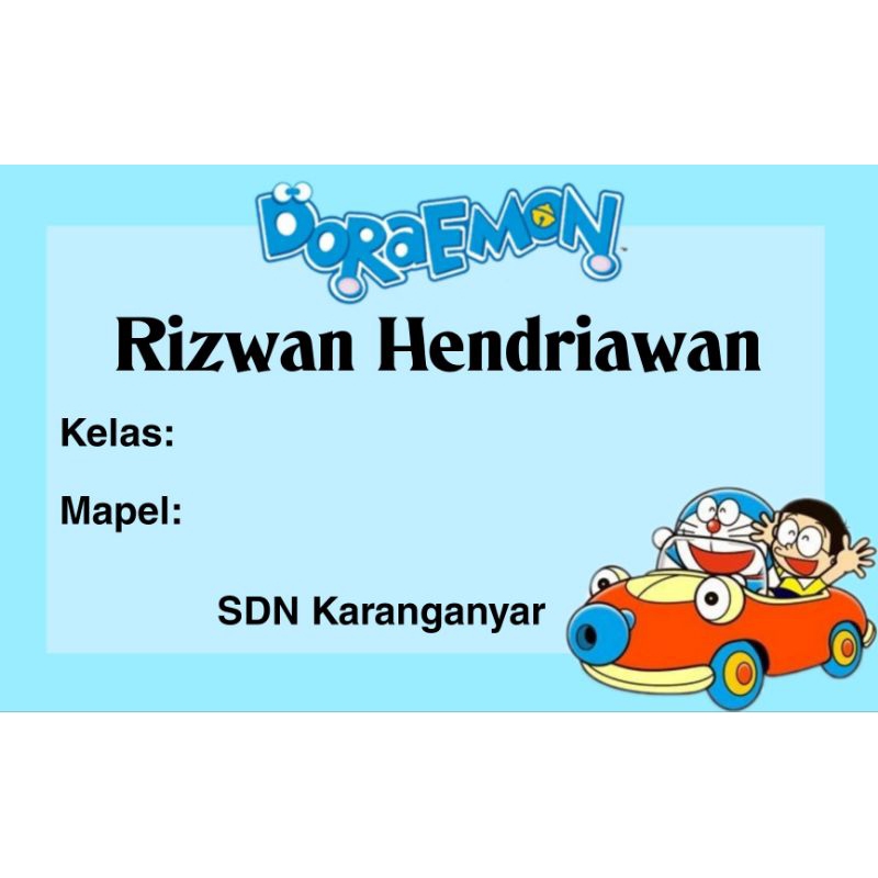 

(ISI 50 PCS) STICKER LABEL BUKU PELAJARAN SEKOLAH BISA CUSTOM NAMA DAN FOTO MOTIF DORAEMON