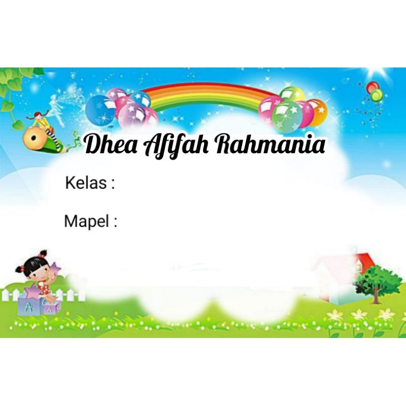 

(ISI 50 PCS) STICKER LABEL BUKU PELAJARAN SEKOLAH BISA CUSTOM NAMA DAN FOTO MOTIF PELANGI