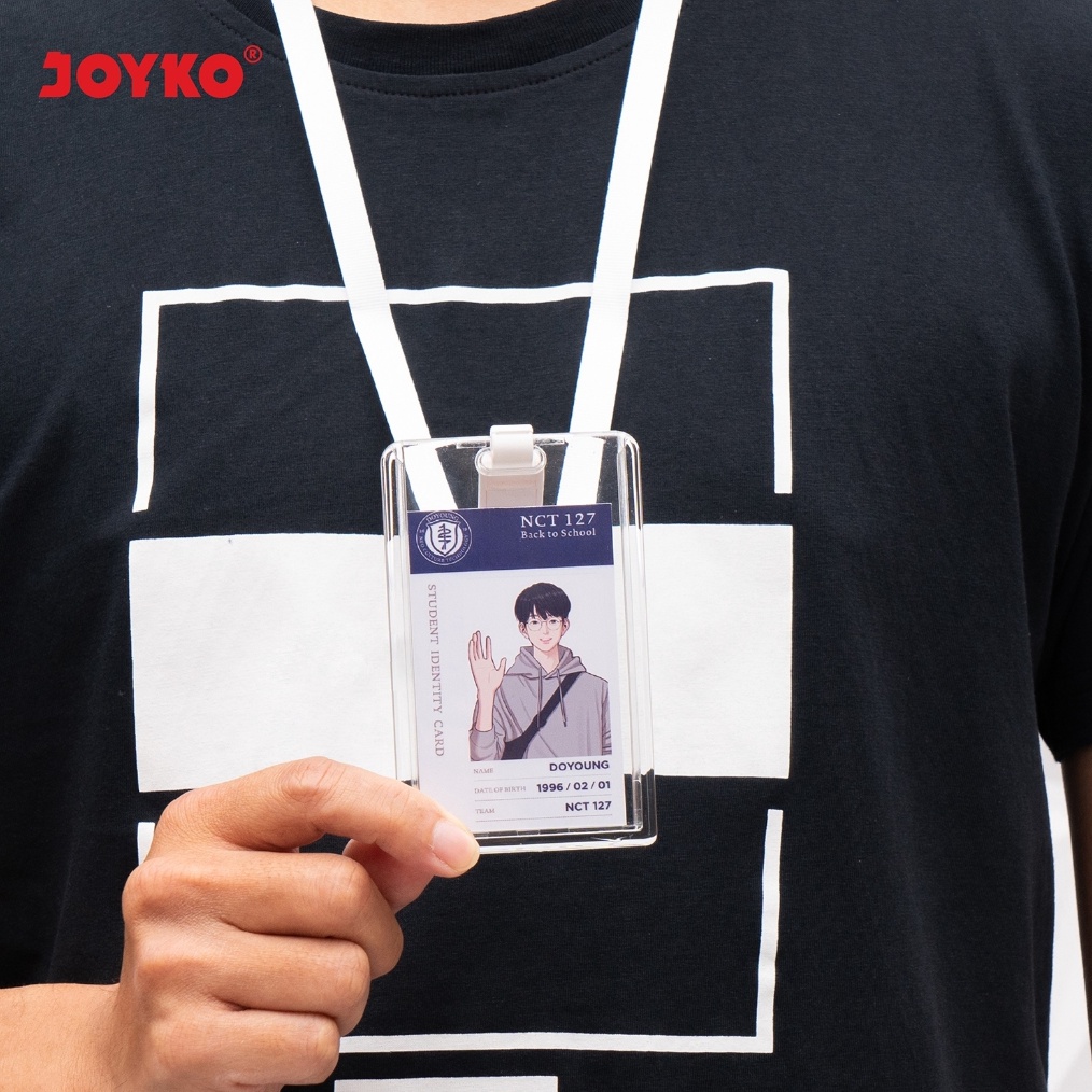 

MURAH 1 Set Name Tag Acrylic Tali Bening Berdiri JOYKO NT82 Tempat ID Card Clear Holder Vertical Akrilik