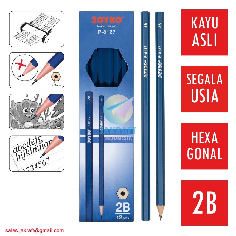 

SPESIAL 12 Pcs Pensil Tulis 2B JOYKO P8127 Kayu Asli Hexagonal Serbaguna Murah Banget Berkualitas
