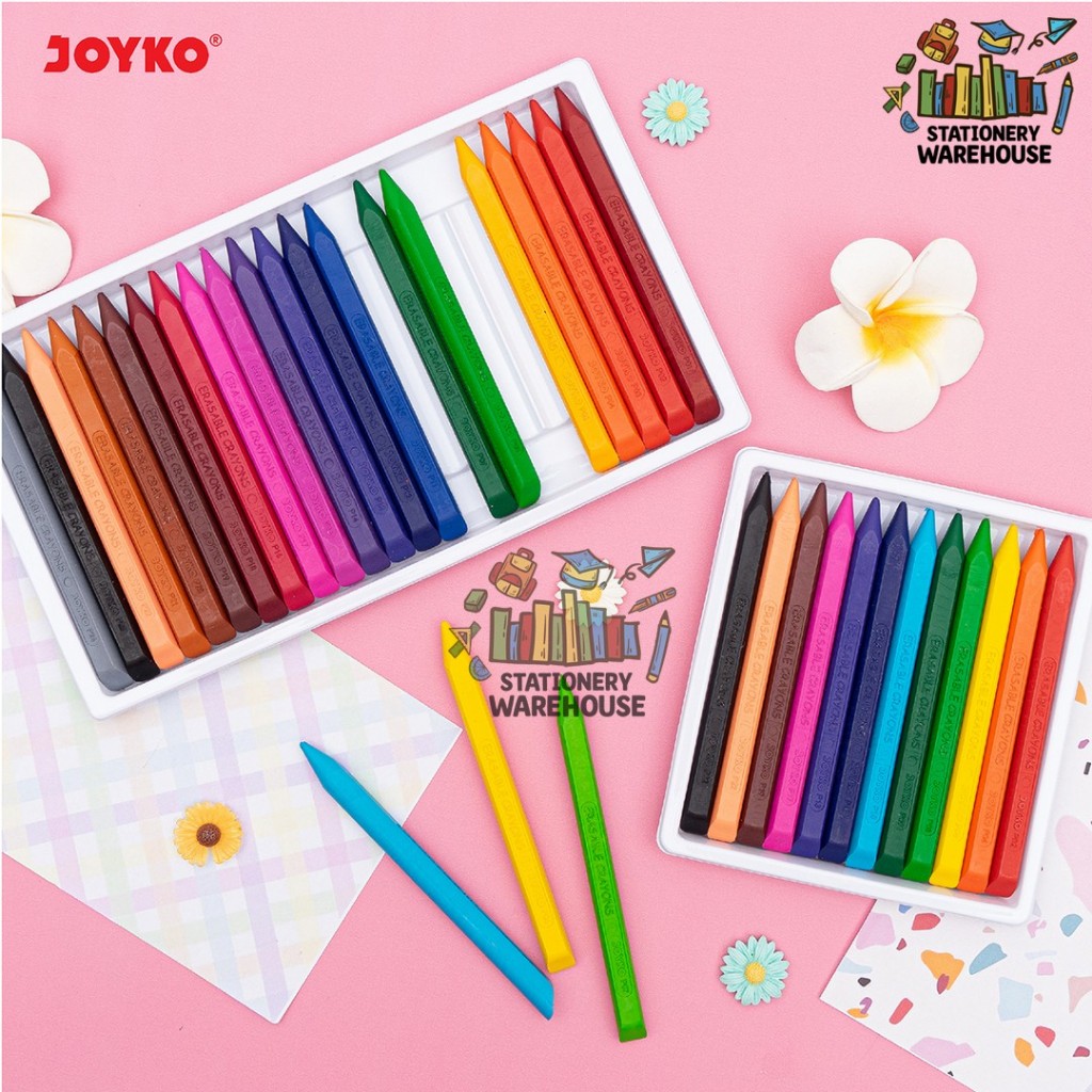 

RB Krayon Bersih Clean Crayon Erasable Joyko 12 dan 24 Warna CLCR-AB-12 CLCR-AC-24