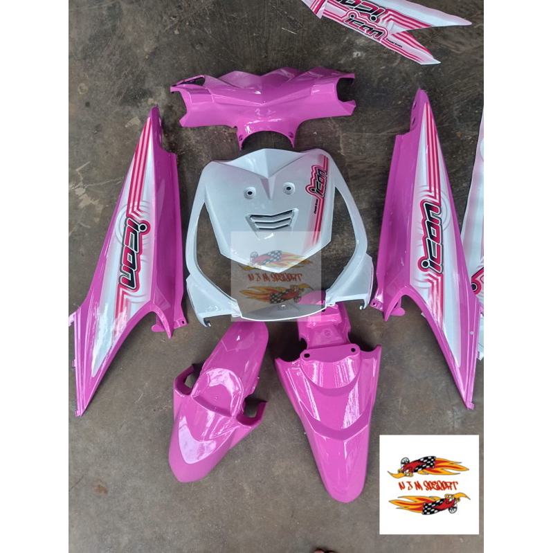 COVER FULL BODY HALUS HONDA BEAT KARBU PINK PASTEL PUTIH PLUS STRIPING ICON 2008-2012