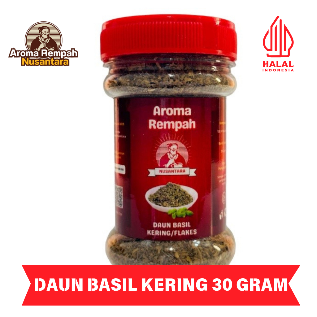 

Aroma Rempah Nusantara - Daun Basil 30gr Kering Bubuk Flakes - Bumbu Masak Dapur Basil Leaves Powder Flakes Premium Murni