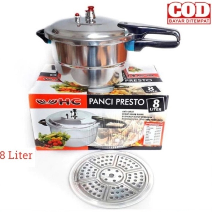 HJ6 PANCI PRESTO 8 LITER STAINLIS STELL PELUNAK DAGING ORIGINAL TANPA TUTUP KACA SERBAGUNA