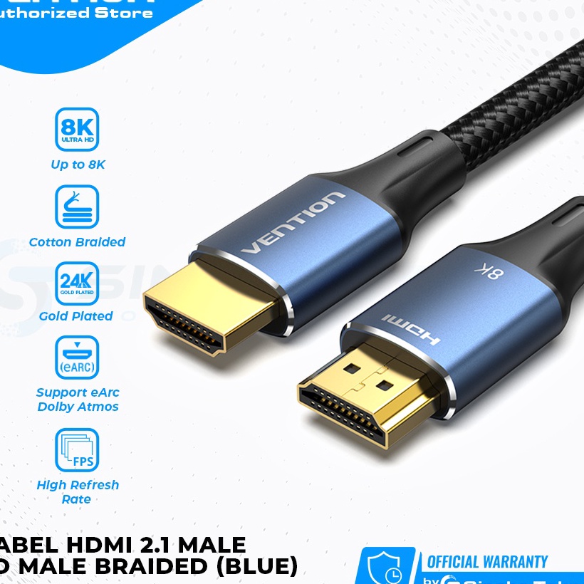 KI3 Vention Kabel HDMI 21 Male to Male Braided 8K 4k 2K 18P 144hz Premium Quality