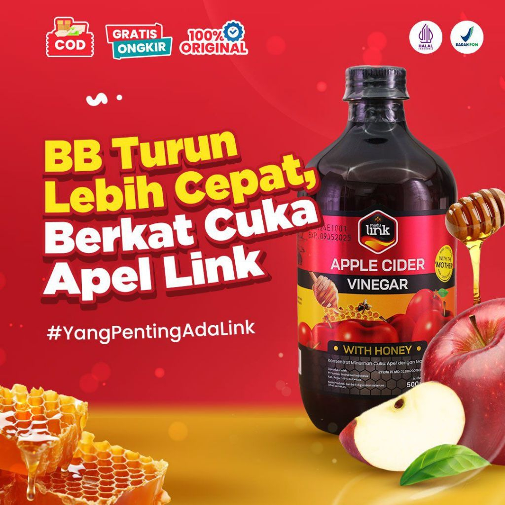 

LINK Cuka Apel 500ml Organik Premium mengatasi asam lambung kolesterol Asam Urat menurunkan berat badan