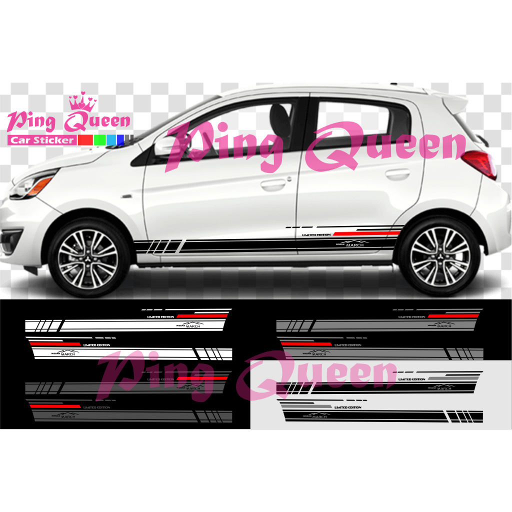 STICKER NISSAN MARCH CUTTING STICKER BODY SAMPING MOBIL MARCH
