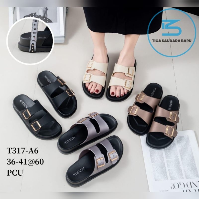 sandal HYS NEW T317 BAN DUA GESPER STAINLES sandal jelly fashion wanita