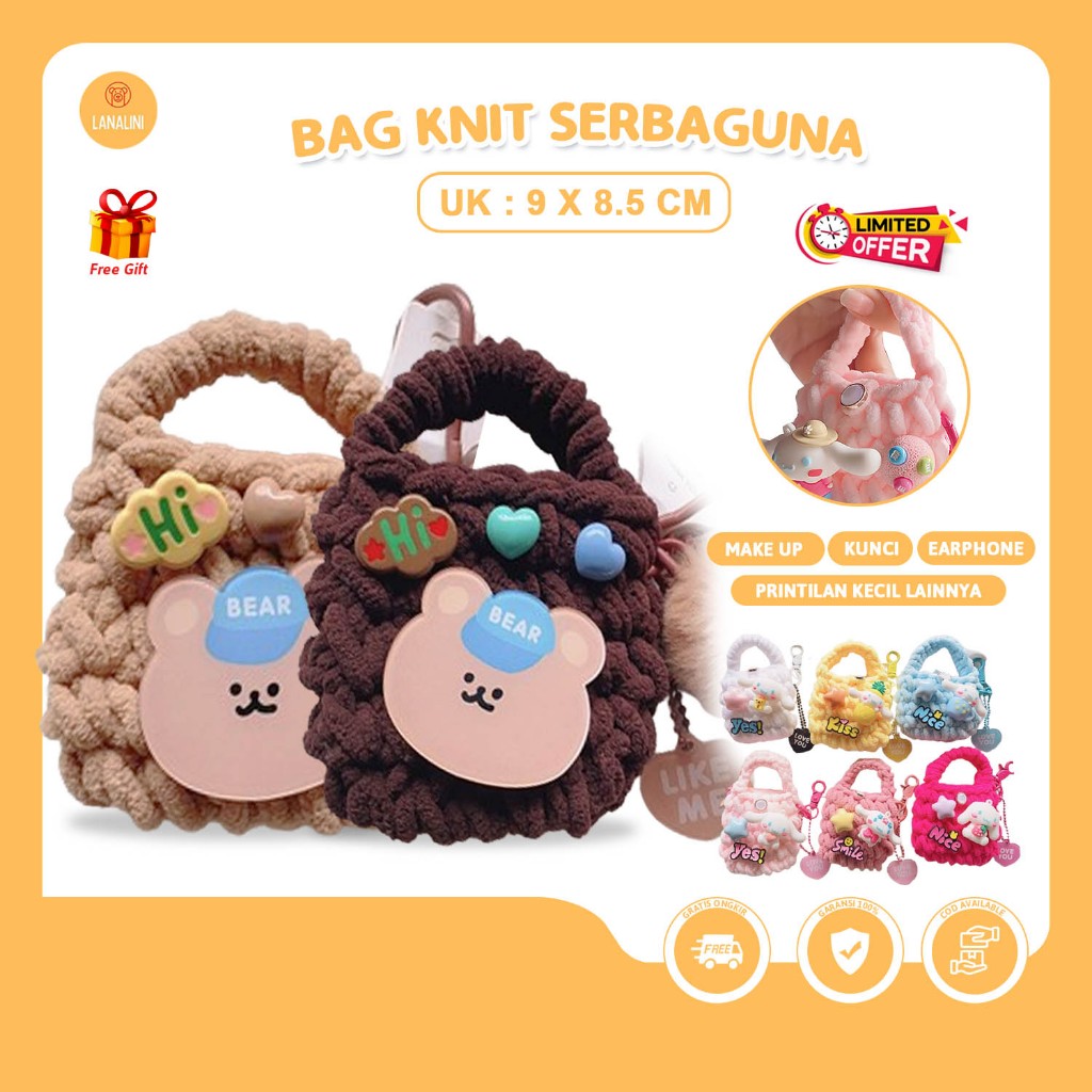 Universal Earphone Case Pouch Kartun Rajut Bluetooth Headset Wireless Samsung Bud Earbud Headphone B